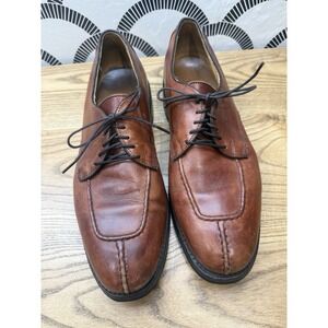 Allen Edmonds Dellwood Split Moc Toe Blucher Sz 10‎ D Chili Burnished Calf